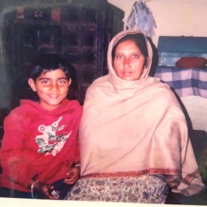 karan aujla with his mother childhood photo