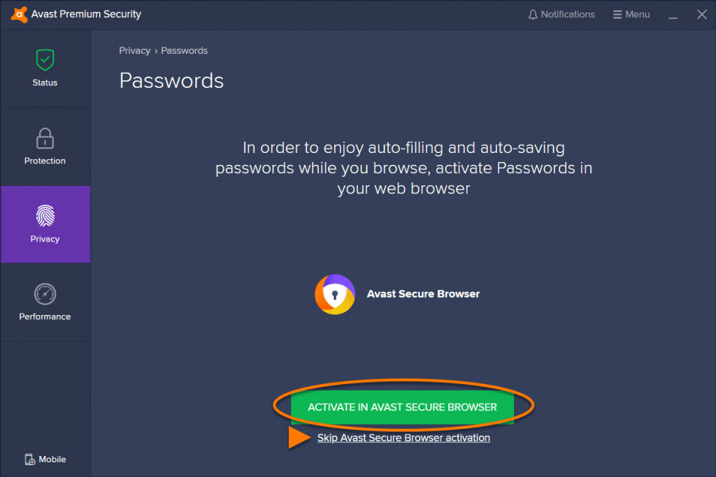 Avast password manager