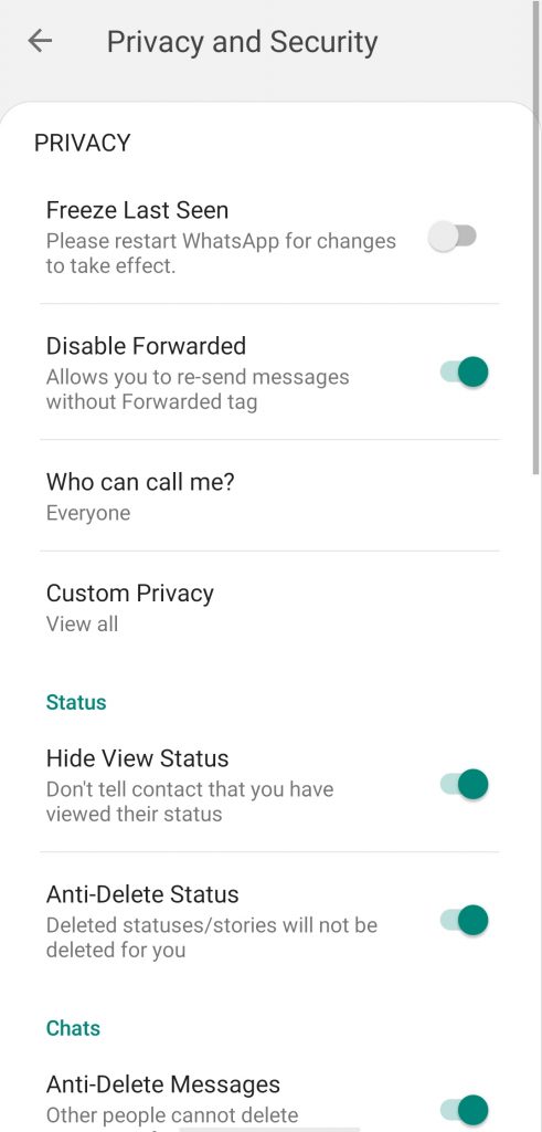 yo WhatsApp privacy features