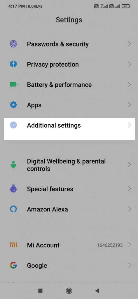 additional settings