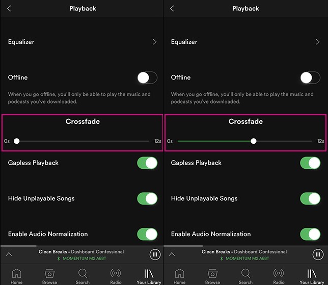 Spotify Crossfade Songs on iOS