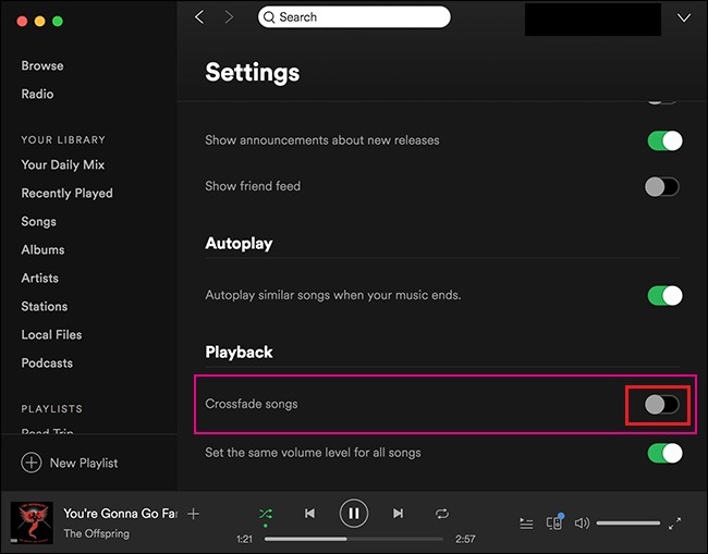 Spotify Crossfade Songs on computer and laptop