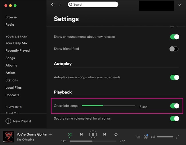 Spotify Crossfade Songs on computer and laptop
