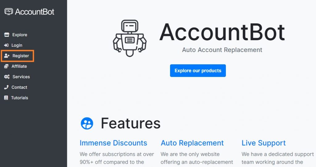 Register to accountbot for free netflix account