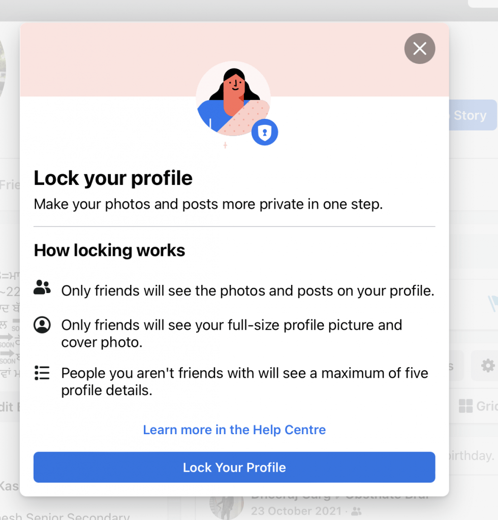 Steps to lock profile facebook viewer 