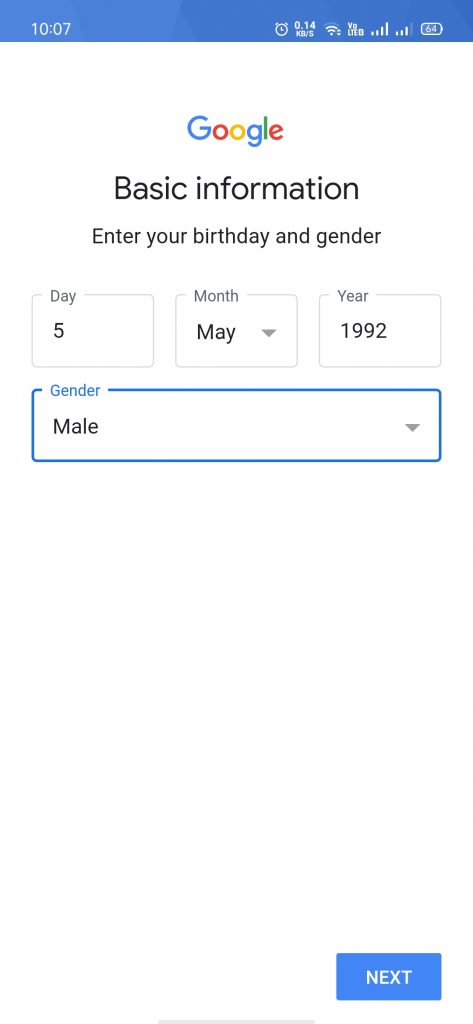 enter date of birth